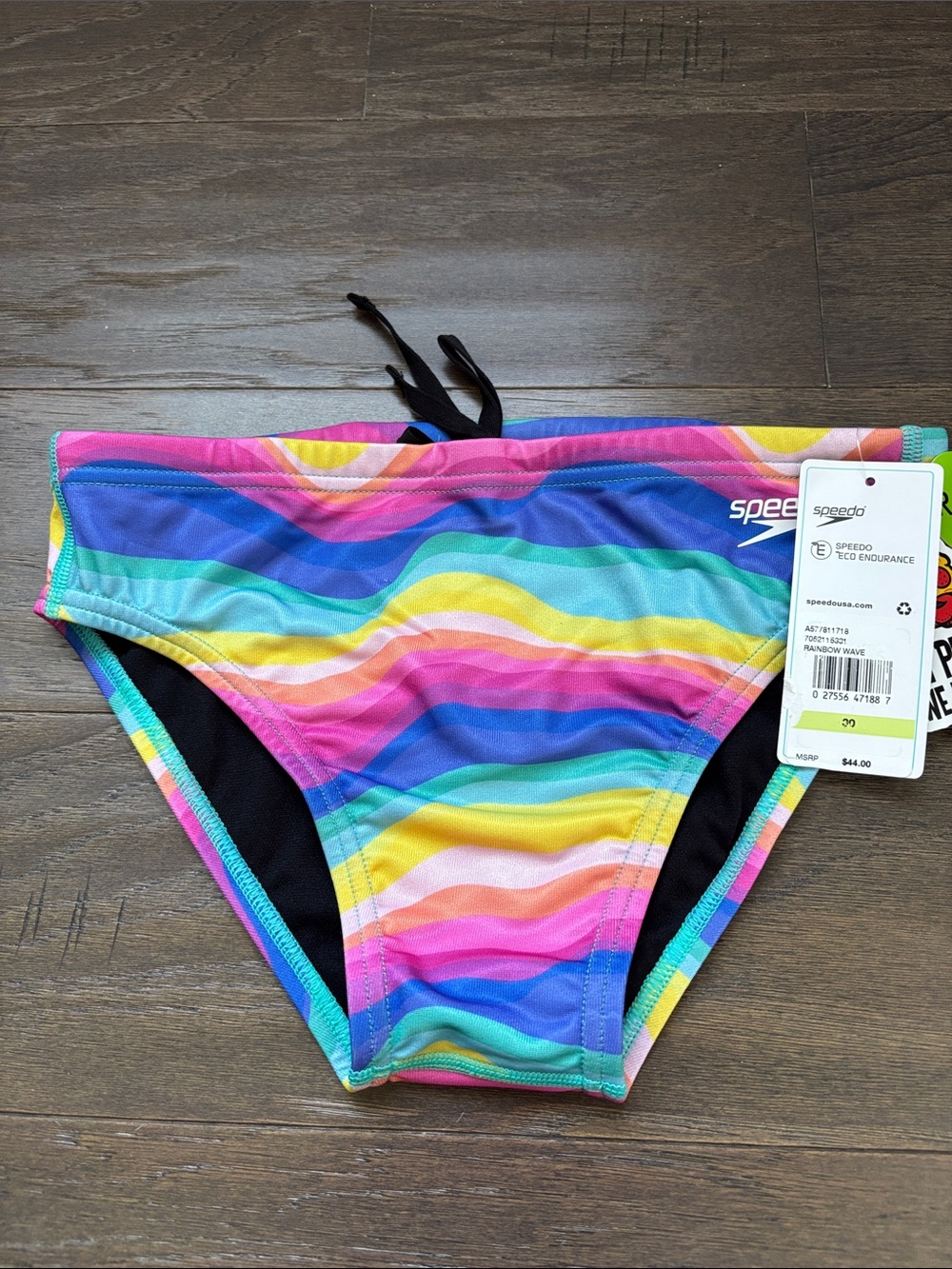 Speedo Eco Endurance rainbow waves swim briefs,elastic drawcord waist vibe